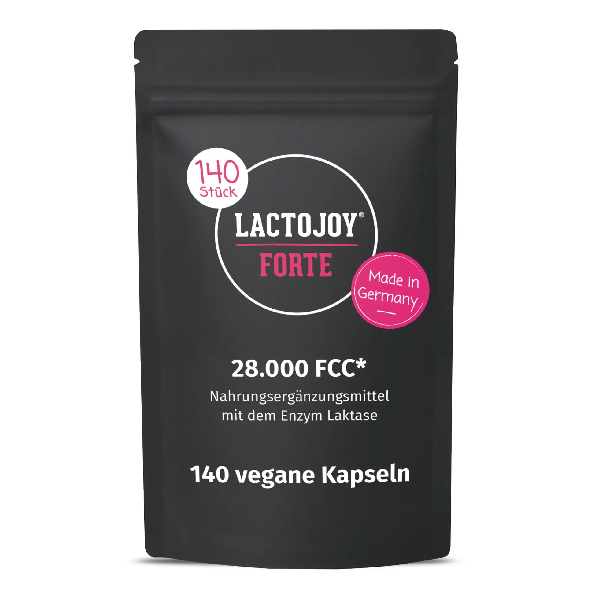 LactoJoy Forte 28,000 FCC - Lactase Capsules with 6h Depot Effect - 140 Vegan Capsules Refill Pack