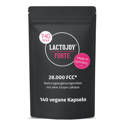 LactoJoy Forte 28,000 FCC - Lactase Capsules with 6h Depot Effect - 140 Vegan Capsules Refill Pack